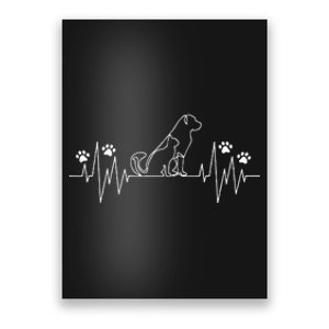 Line Art Veterinary Apparel Heartbeat Cat And Dog Vet Tech A Poster