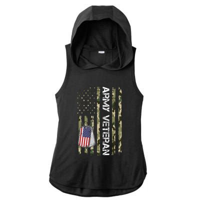 Love ARMY Veteran American Flag TShirt Ladies PosiCharge Tri-Blend Wicking Draft Hoodie Tank