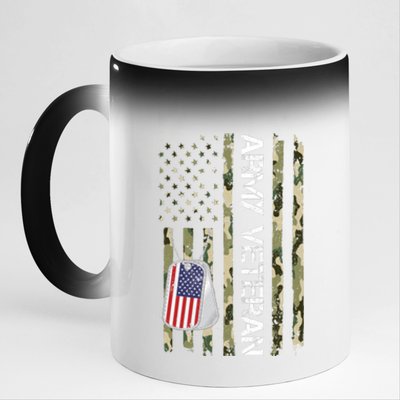 Love ARMY Veteran American Flag TShirt 11oz Black Color Changing Mug