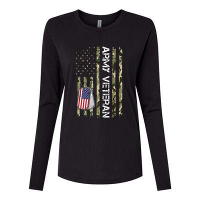 Love ARMY Veteran American Flag TShirt Womens Cotton Relaxed Long Sleeve T-Shirt