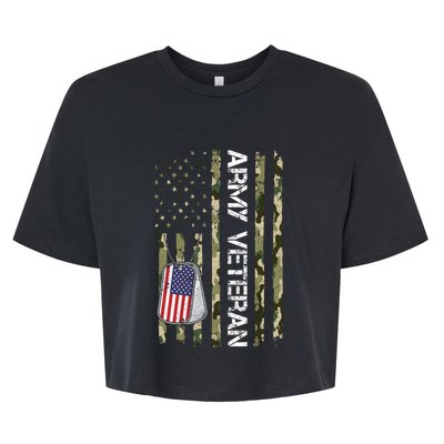 Love ARMY Veteran American Flag TShirt Bella+Canvas Jersey Crop Tee