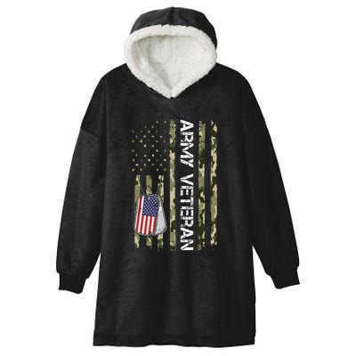 Love ARMY Veteran American Flag TShirt Hooded Wearable Blanket