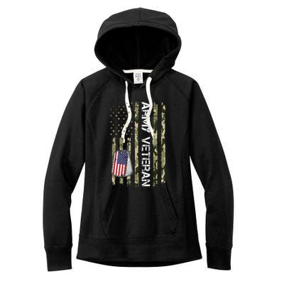 Love ARMY Veteran American Flag TShirt Women's Fleece Hoodie