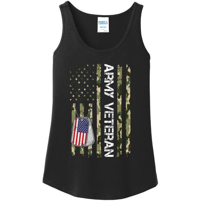 Love ARMY Veteran American Flag TShirt Ladies Essential Tank