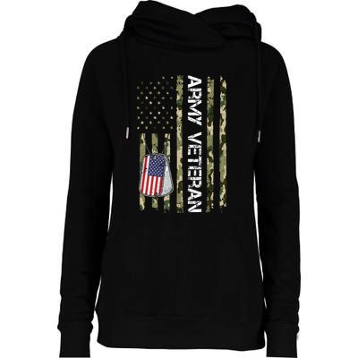 Love ARMY Veteran American Flag TShirt Womens Funnel Neck Pullover Hood