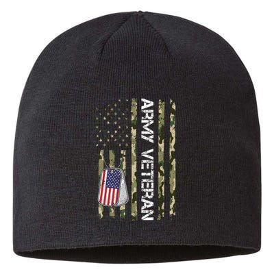 Love ARMY Veteran American Flag TShirt Sustainable Beanie