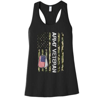 Love ARMY Veteran American Flag TShirt Women's Racerback Tank