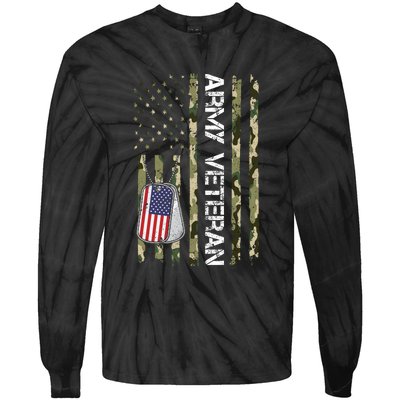 Love ARMY Veteran American Flag TShirt Tie-Dye Long Sleeve Shirt