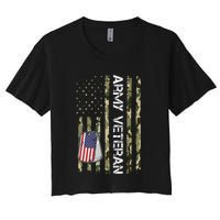 Love ARMY Veteran American Flag TShirt Women's Crop Top Tee