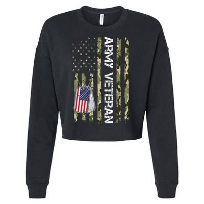 Love ARMY Veteran American Flag TShirt Cropped Pullover Crew