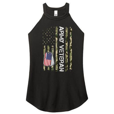 Love ARMY Veteran American Flag TShirt Women's Perfect Tri Rocker Tank