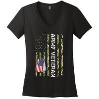 Love ARMY Veteran American Flag TShirt Women's V-Neck T-Shirt