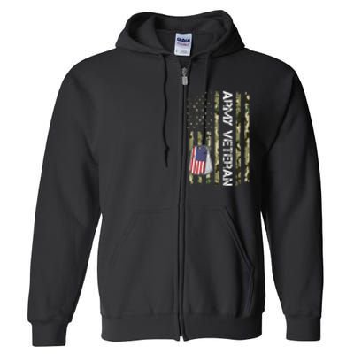 Love ARMY Veteran American Flag TShirt Full Zip Hoodie