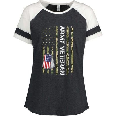 Love ARMY Veteran American Flag TShirt Enza Ladies Jersey Colorblock Tee