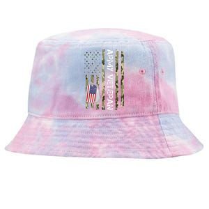 Love ARMY Veteran American Flag TShirt Tie-Dyed Bucket Hat