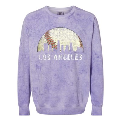 Los Angeles Vintage Baseball Game Day Colorblast Crewneck Sweatshirt