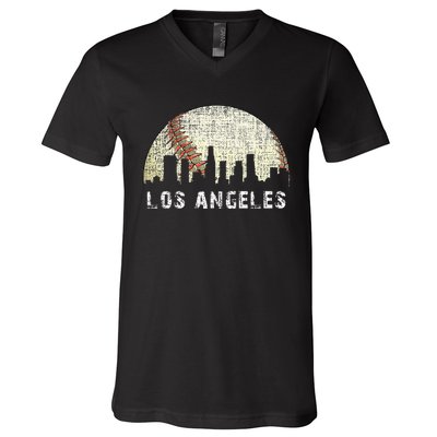 Los Angeles Vintage Baseball Game Day V-Neck T-Shirt