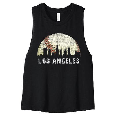 Los Angeles Vintage Baseball Game Day Women's Racerback Cropped Tank