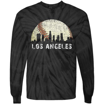 Los Angeles Vintage Baseball Game Day Tie-Dye Long Sleeve Shirt