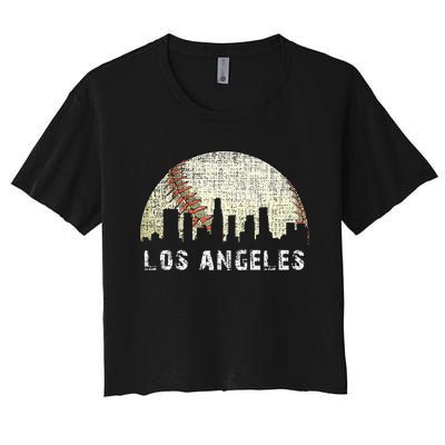 Los Angeles Vintage Baseball Game Day Women's Crop Top Tee