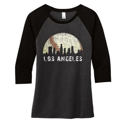 Los Angeles Vintage Baseball Game Day Women's Tri-Blend 3/4-Sleeve Raglan Shirt