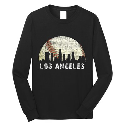 Los Angeles Vintage Baseball Distressed Gameday Retro Long Sleeve Shirt