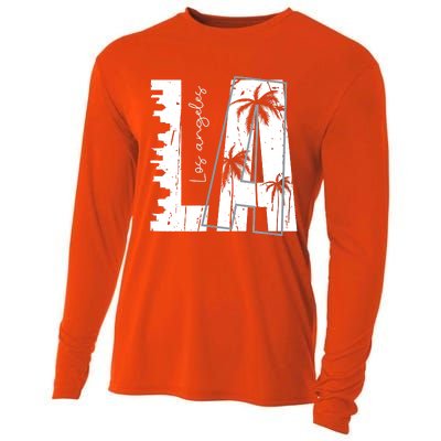 Los Angeles Women Graphic Tee California Print Cooling Performance Long Sleeve Crew