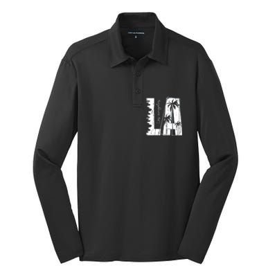 Los Angeles Women Graphic Tee California Print Silk Touch Performance Long Sleeve Polo