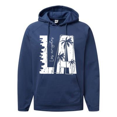 Los Angeles Women Graphic Tee California Print Performance Fleece Hoodie