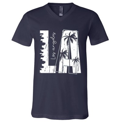 Los Angeles Women Graphic Tee California Print V-Neck T-Shirt