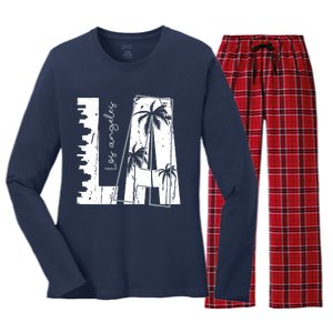 Los Angeles Women Graphic Tee California Print Women's Long Sleeve Flannel Pajama Set 