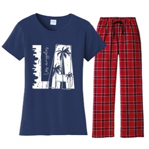 Los Angeles Women Graphic Tee California Print Women's Flannel Pajama Set