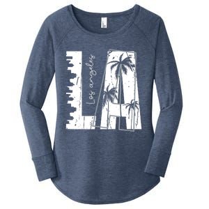 Los Angeles Women Graphic Tee California Print Women's Perfect Tri Tunic Long Sleeve Shirt