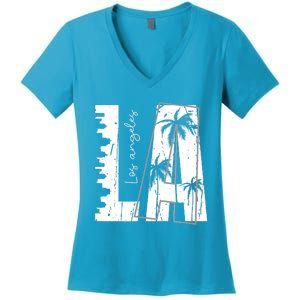 Los Angeles Women Graphic Tee California Print Women's V-Neck T-Shirt