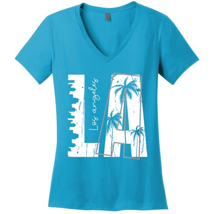 Los Angeles Women Graphic Tee California Print Women's V-Neck T-Shirt