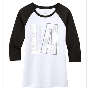 Los Angeles Women Graphic Tee California Print Women's Tri-Blend 3/4-Sleeve Raglan Shirt