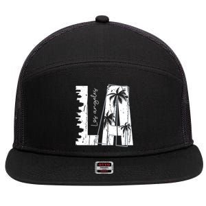 Los Angeles Women Graphic Tee Men California Print 7 Panel Mesh Trucker Snapback Hat