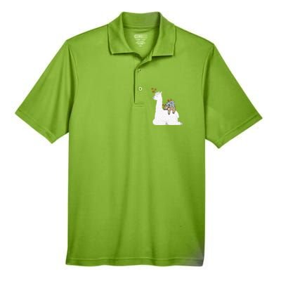 Llama Alpaca With Lazy Sloth Koala Mama Bear Valentines Gift Men's Origin Performance Pique Polo