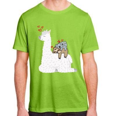 Llama Alpaca With Lazy Sloth Koala Mama Bear Valentines Gift Adult ChromaSoft Performance T-Shirt