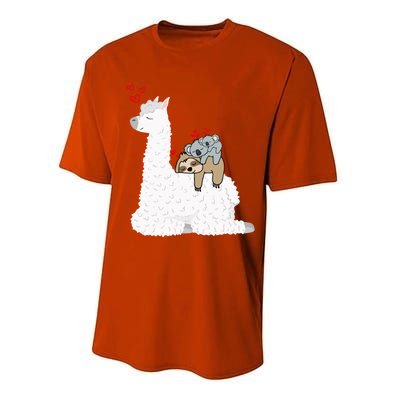 Llama Alpaca With Lazy Sloth Koala Mama Bear Valentines Gift Performance Sprint T-Shirt