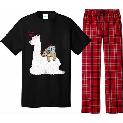 Llama Alpaca With Lazy Sloth Koala Mama Bear Valentines Gift Pajama Set