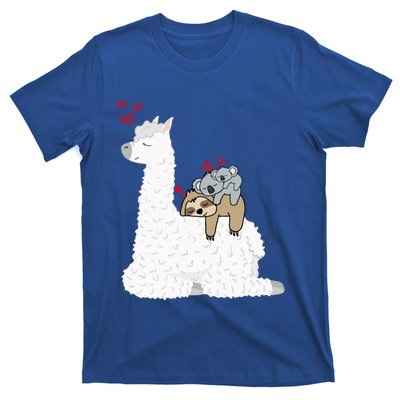 Llama Alpaca With Lazy Sloth Koala Mama Bear Valentines Gift T-Shirt