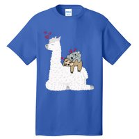 Llama Alpaca With Lazy Sloth Koala Mama Bear Valentines Gift Tall T-Shirt