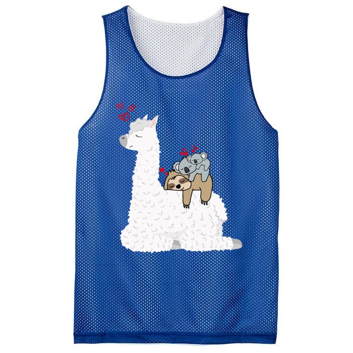 Llama Alpaca With Lazy Sloth Koala Mama Bear Valentines Gift Mesh Reversible Basketball Jersey Tank