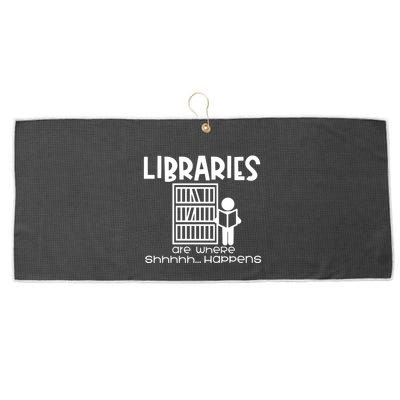 Libraries Are Where Shhhhh Happens Large Microfiber Waffle Golf Towel