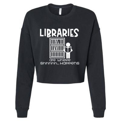 Libraries Are Where Shhhhh Happens Cropped Pullover Crew