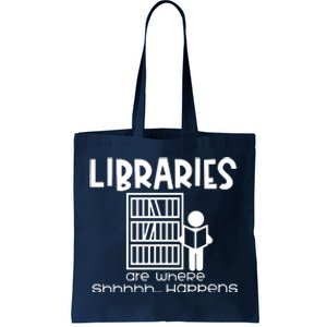 Libraries Are Where Shhhhh Happens Tote Bag