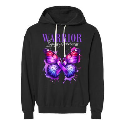 Lupus Awareness Warrior Survivor Purple Butterflies Garment-Dyed Fleece Hoodie