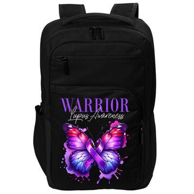 Lupus Awareness Warrior Survivor Purple Butterflies Impact Tech Backpack
