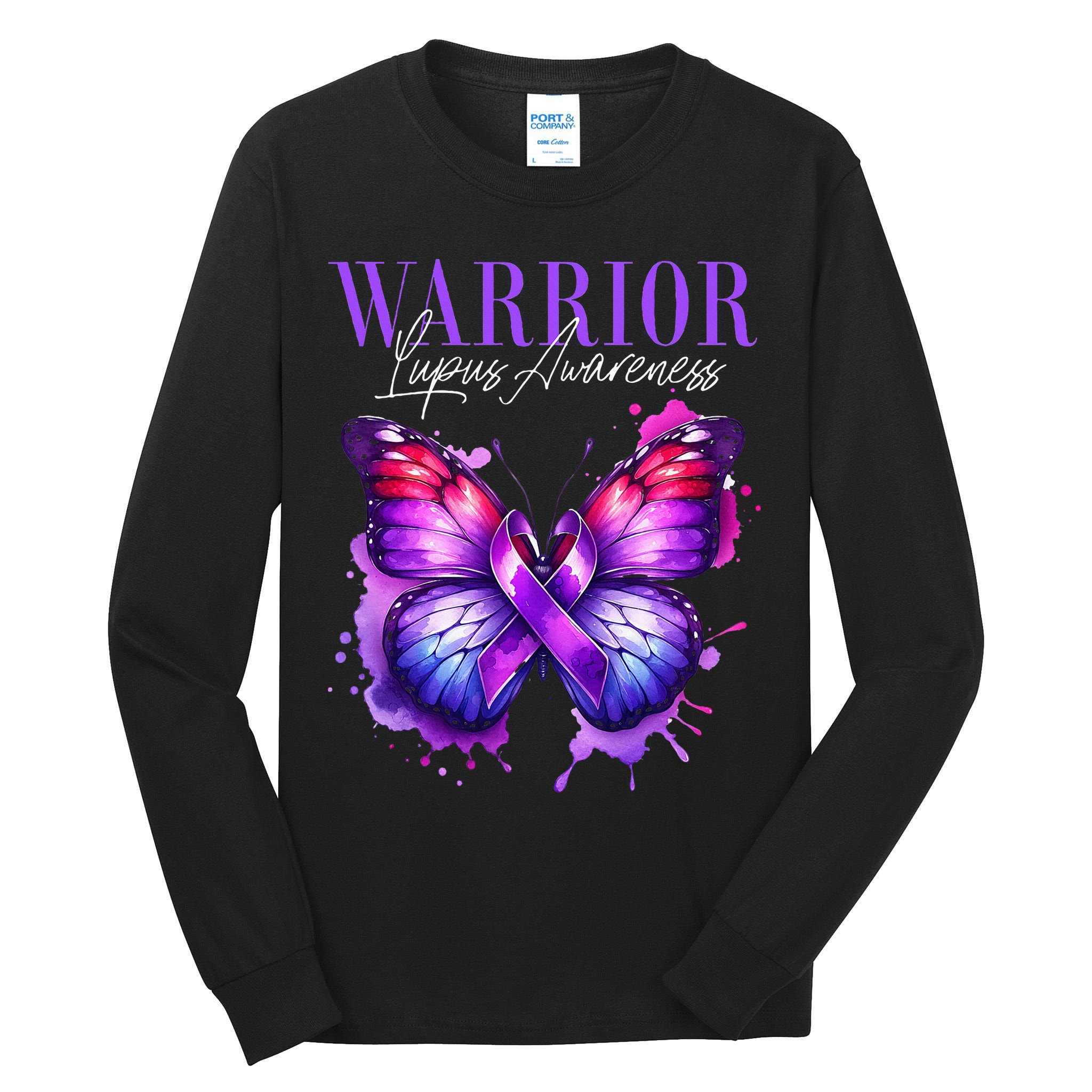 Lupus Awareness Warrior Survivor Purple Butterflies Tall Long Sleeve T-Shirt